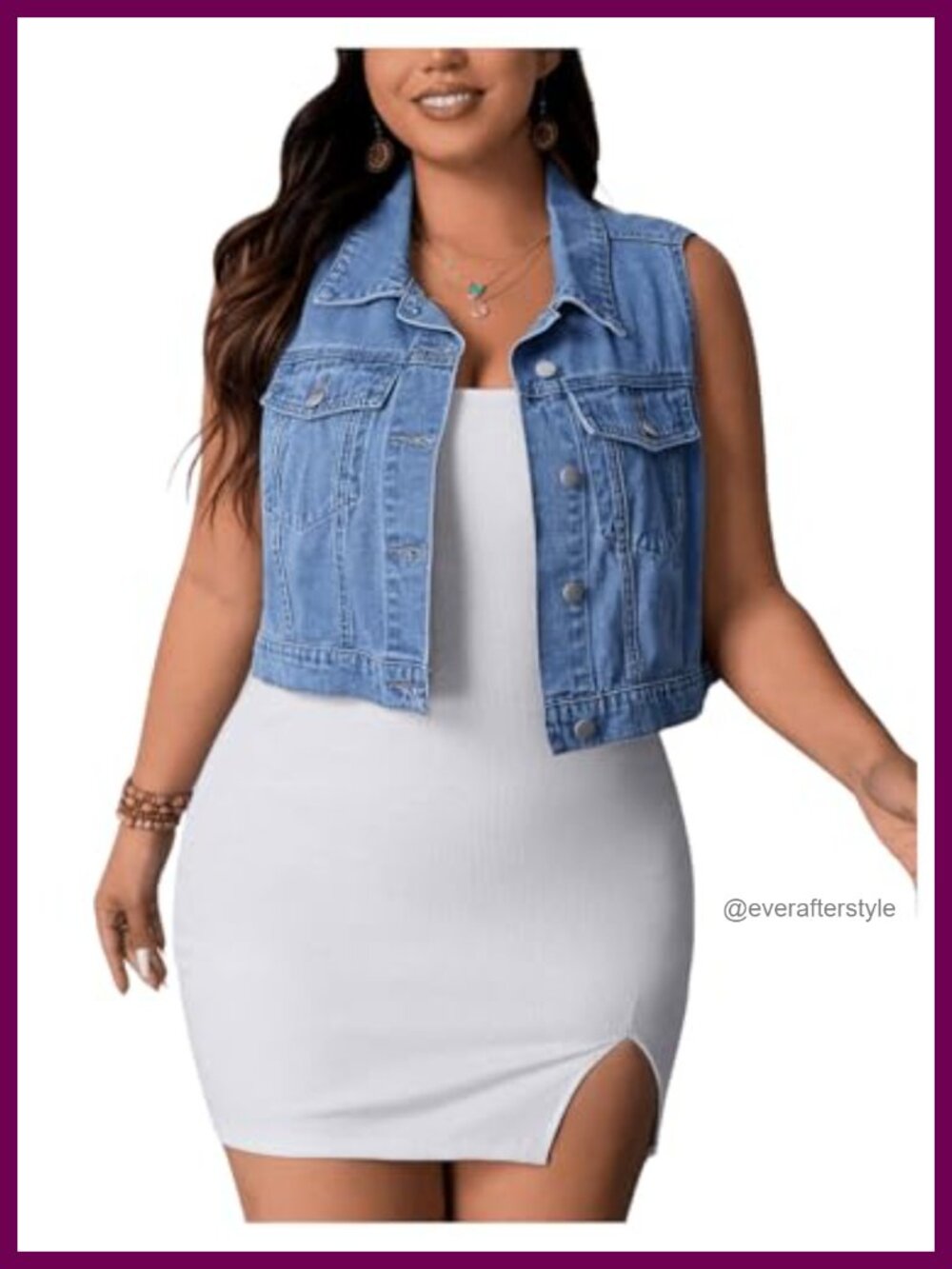 Plus Size Sleeveless Denim Vest Top Button Down Crop Jean Jacket